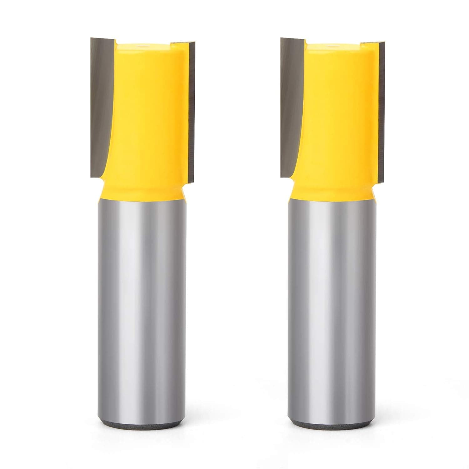 MEIGGTOOL 2Pcs 1/2-Inch Shank Straight Router Bit Set for Woodworking Groove Chisel Bits, Cutting Diameters 5/8 inch