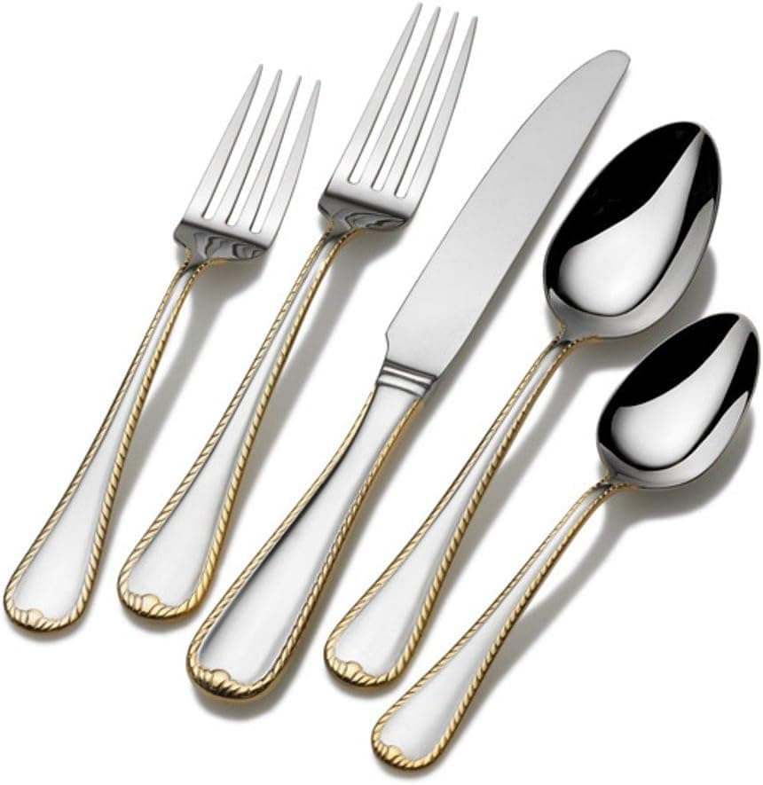 Mikasa Cameo Gold 45 Piece Flatware Set