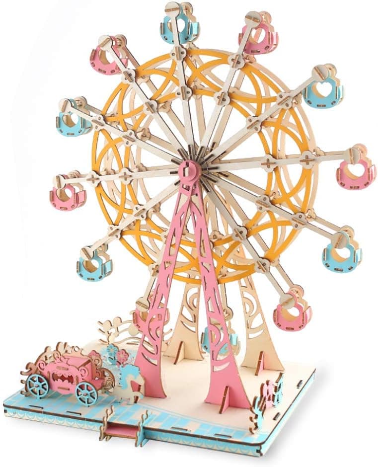 AMOR PRESENT Wooden Ferris Wheel 3D Wooden Puzzle Wooden Building Kit for Birthday Present, Thanksgiving Gift, Valentines Day Gift, New Year Gift
