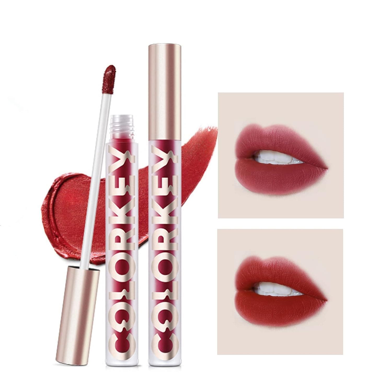 COLORKEY Matte Liquid Red Lipstick Lip Stain Long Lasting Waterproof Lip Gloss Soft Long Lasting Matte Lip Stain Lip Tint Lip Makeup for Girls and Women (B118)