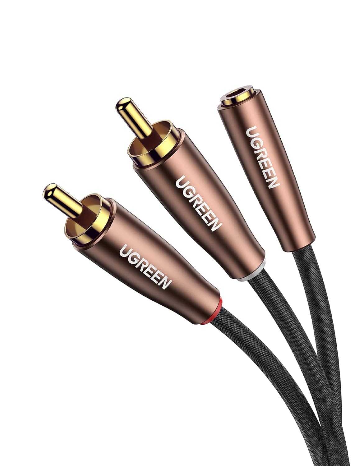 UGREEN 3.5mm Female to 2 RCA Male Stereo Audio Adapter Hi-Fi Sound RCA Cable Y Splitter Metal Shell Dual Shielded Aux RCA Cord Compatible with Smart Phones MP3 Tablet Computers Home Theater, 6FT