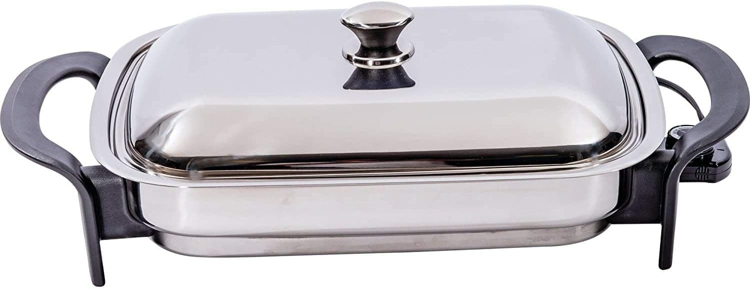 Precise Heat 16" Rectangular T304 Stainless Steel Electric Skillet/Fry Pan