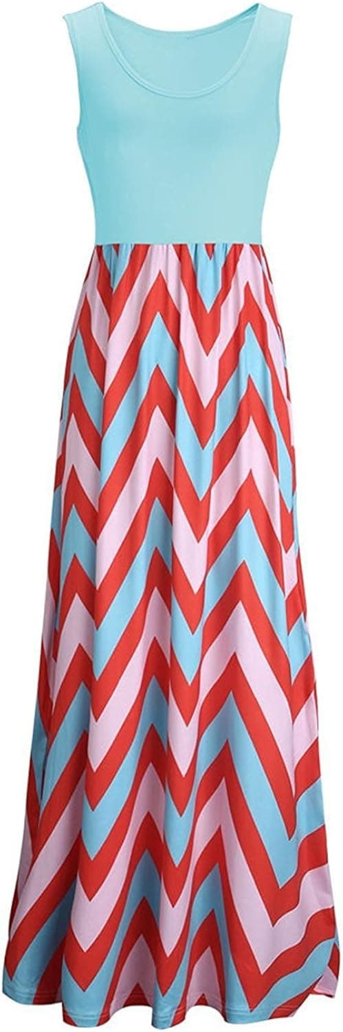 Fruit nut Women's Sleeveless Print High Waist Maxi Long Tank Dress