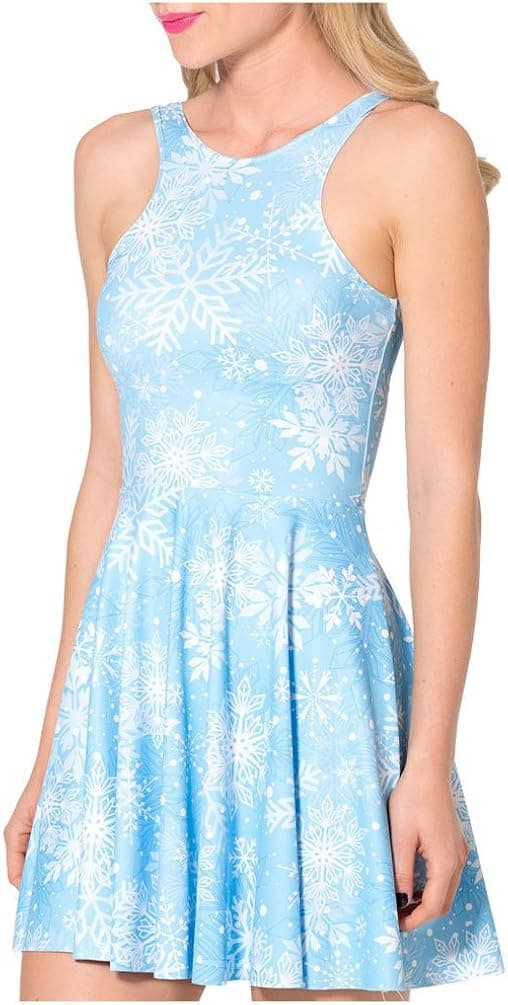 namnoishop Dress 2014 Snowflake Reversible Skater Pleated Sundress for Women