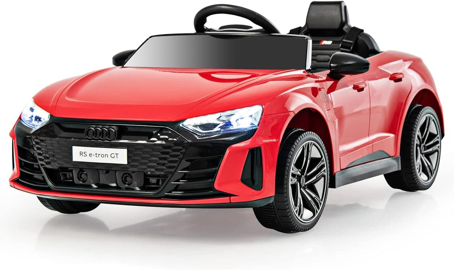 INFANS 12V Kids Ride On Car, Licensed Audi RS e-tron GT Electric Vehicle with Remote Control, Toddlers Battery Powered Toy with 4 Wheels Suspension, LED Headlight, Music, MP3, USB, TF Port (Red)