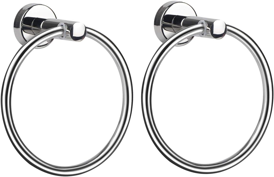Towel Ring, Hand Towel Holder Ring Hanger for Bathroom Kitchen, Round Towel Rack Hook Rings with Wall Mounted Hardware, Silver Rustproof Polished 304