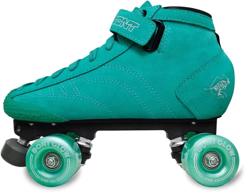 Bont Skates - Prostar Soft Teal Suede Professional Roller Skates with Glow Light Up Led Luminous Wheels - Indoor and Outdoor - Roller Skates