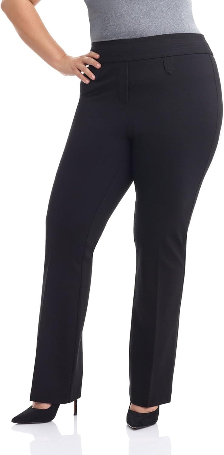 Rekucci Curvy Woman Secret Figure Knit Bootcut Plus Size Pant w/Tummy Control