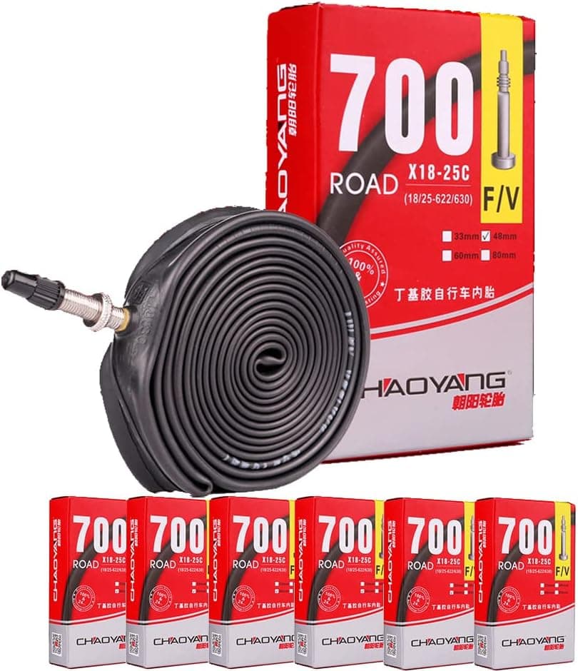 CHAOYANG Bicycle Tubes,6 Packs 28 700x23C-25C 48mm Presta Valve (2 Strong Tire Levers as Gift) (48mm)