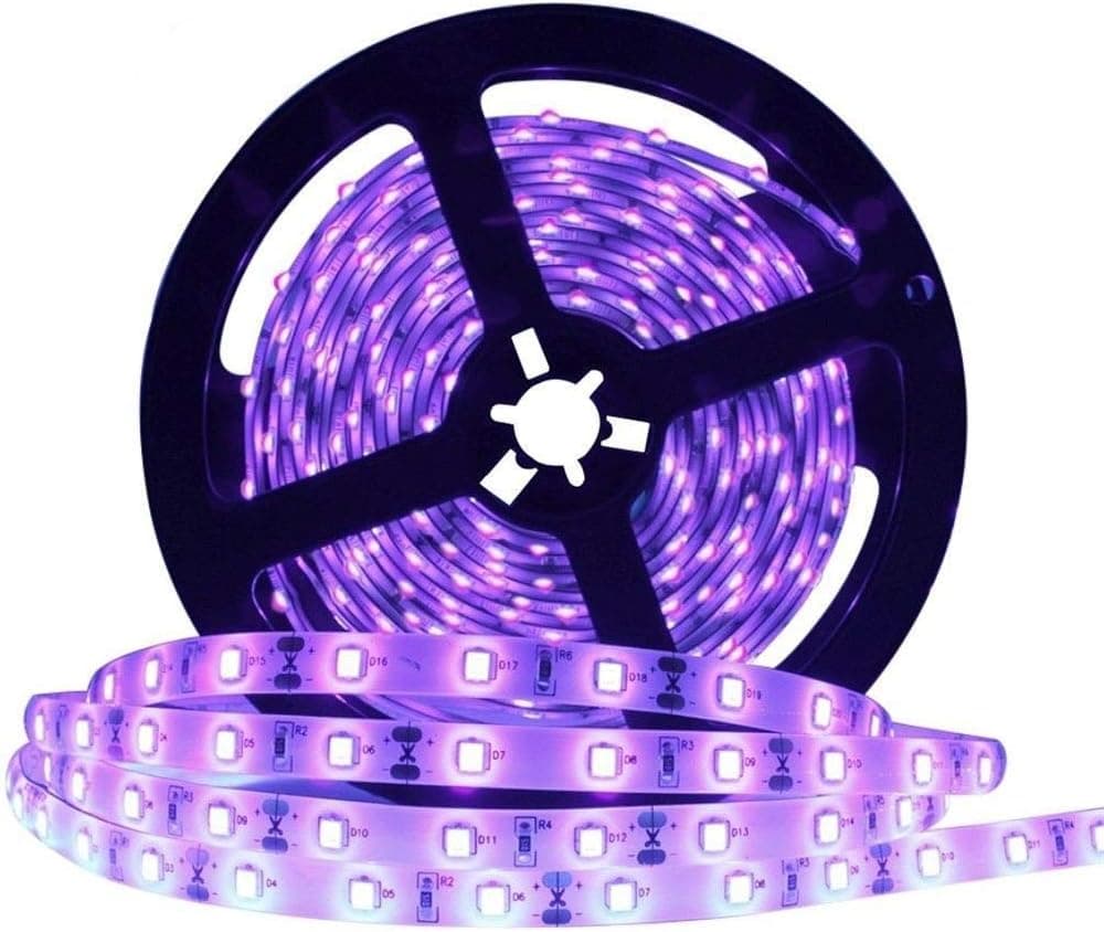 ESCO LITE Escolite UV Black Light Strip 16.4ft 12V Waterproof LED Strip Lights Flexible UV Backlight Kit for Living Room Pathway