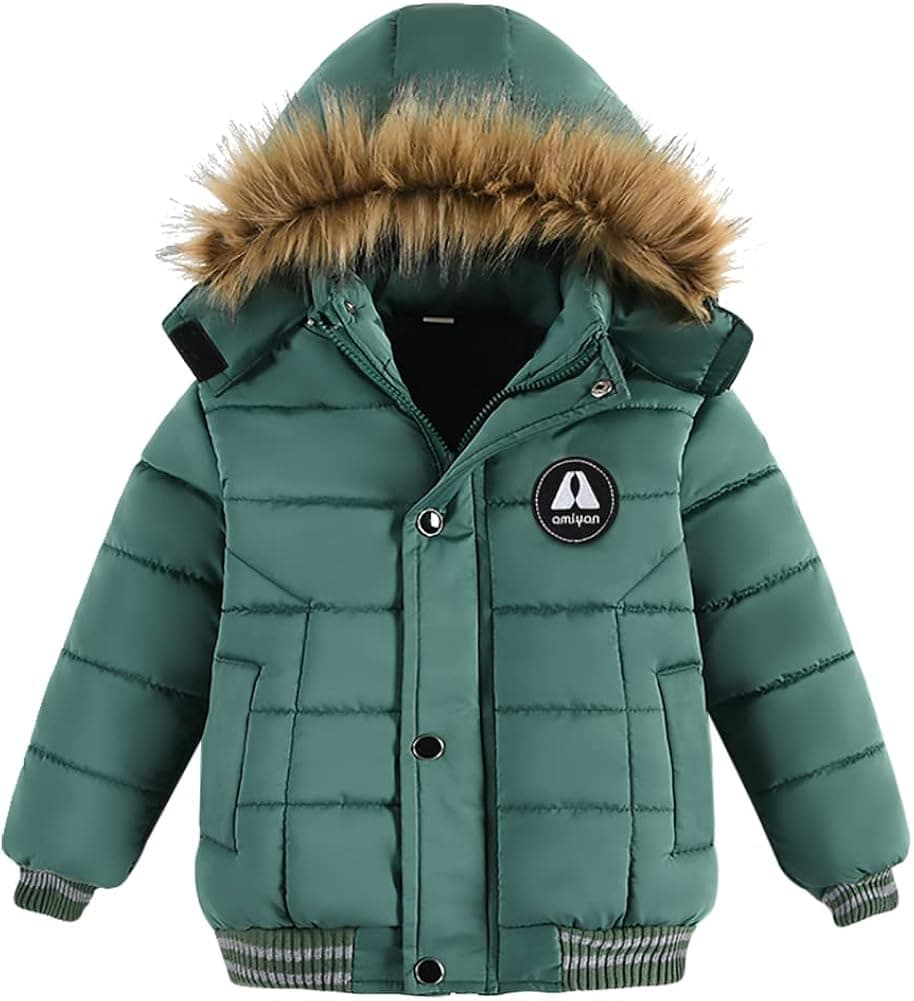 AMIYAN Toddler Boys Girls Down Jacket Hooded Thickened Warm Winter Snowsuit Coat Outerwear