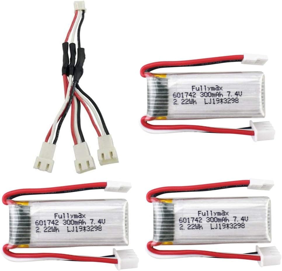 sea jump 3PCS 7.4V 300mah Lithium Battery +1to3 Charging Conversion line for WLToys F959 XK DHC-2 A600 A700 A800 A430 Remote Glider Spare Parts