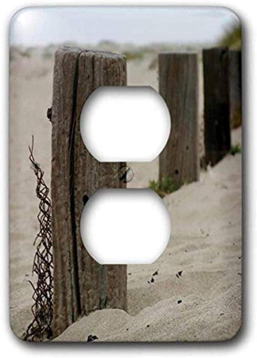 3dRose lsp_211608_6 Old Fence Poles Down by The Beach 2 Plug Outlet Cover