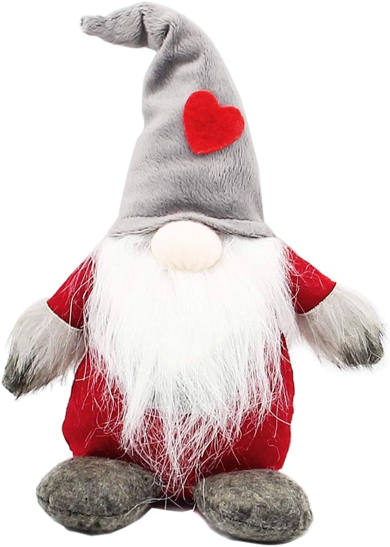 Handmade Swedish Tomte Christmas Gnome - Santa Ornaments Gifts Holiday Home Table Decor Elf Ornament (red Heart)