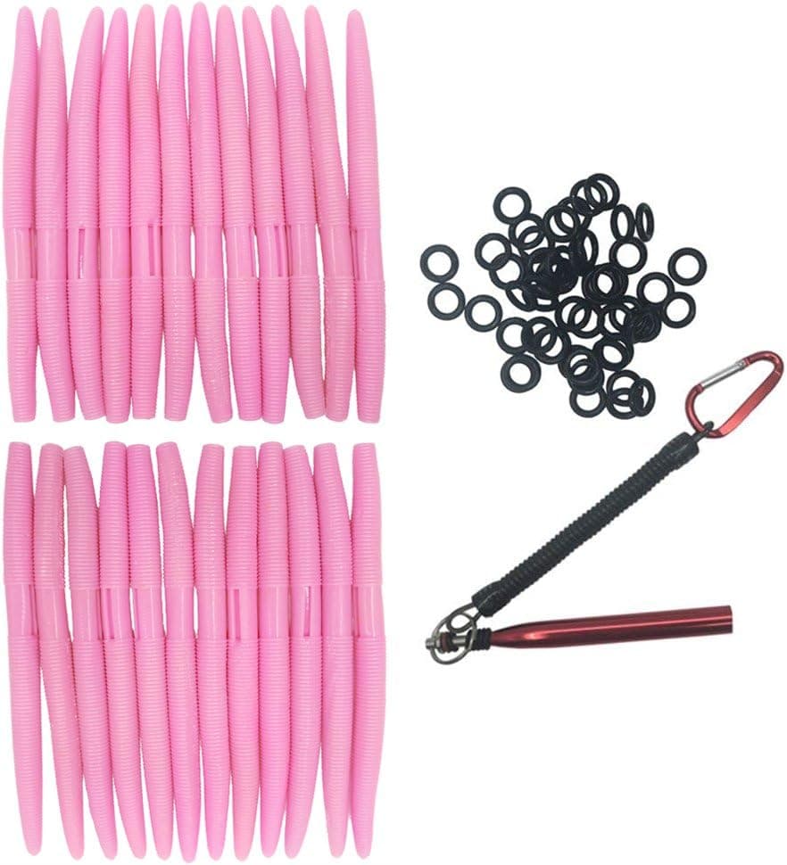 nawaish Senko Bait Soft Plastic Lures 5" Senkos 24 Pcs for Wacky Rig Freshwater Fishing Green Pumpkin senko with Black Flake