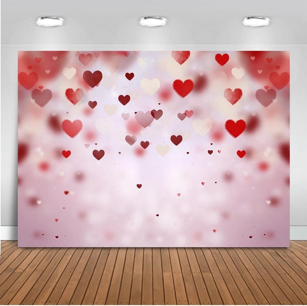Mocsicka Valentine's Day Backdrop Red Heart Decoration Photography Backdrops 8x6ft Vinyl Backdrop Photo Backgrounds for Galentine's Day Photo Props Video Photography Backdrops Props