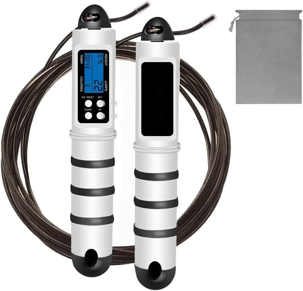 Fitness Speed Skipping Rope, Multifunctional Digital ABS Anti-skid Adjustable Jump Rope with Calorie Counter, Sport Timing Alarm, LED Luminous Weight-loss Equipment for Crossfit, Exercise, Workout