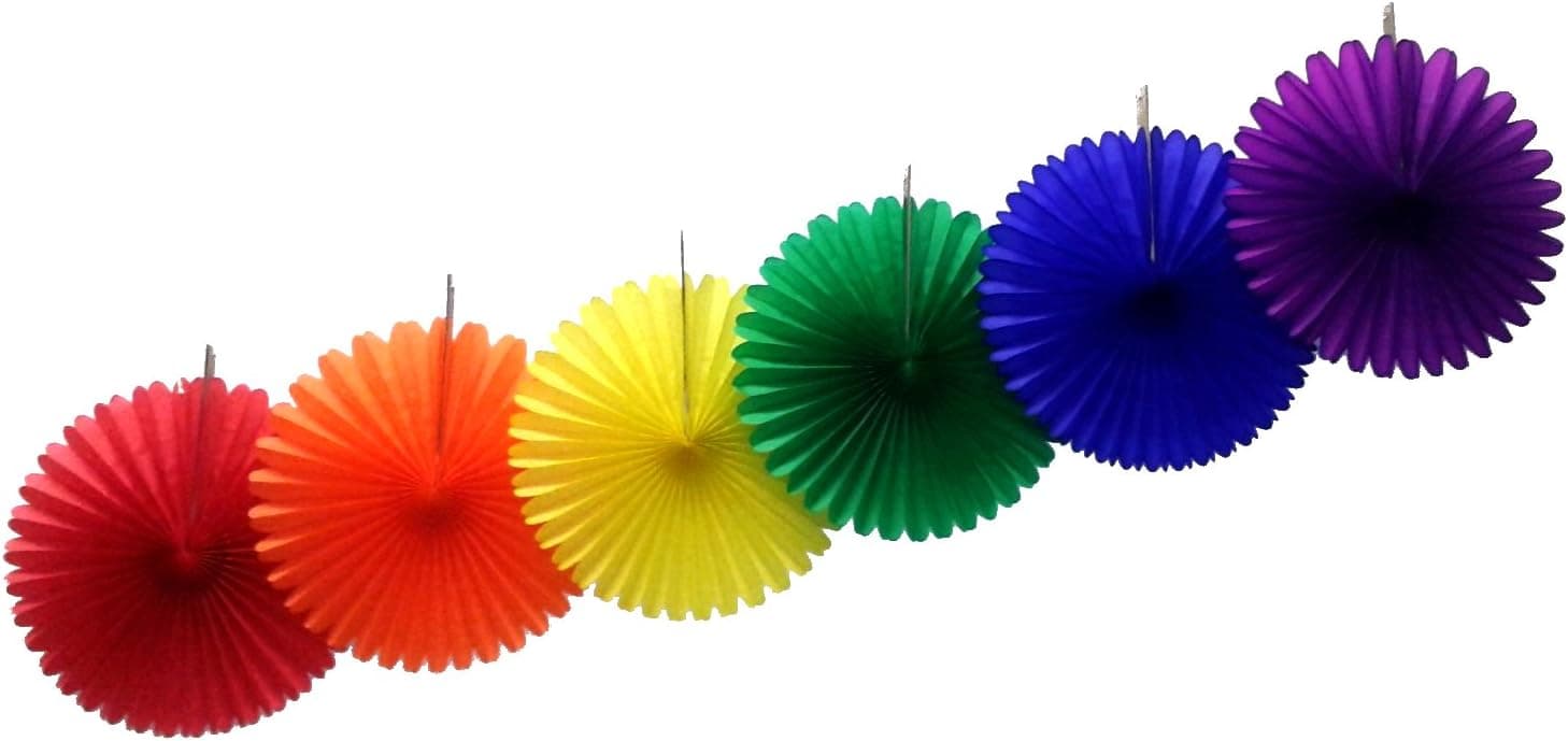 13 Inch Classic Rainbow Party Decorations (6 Fans)