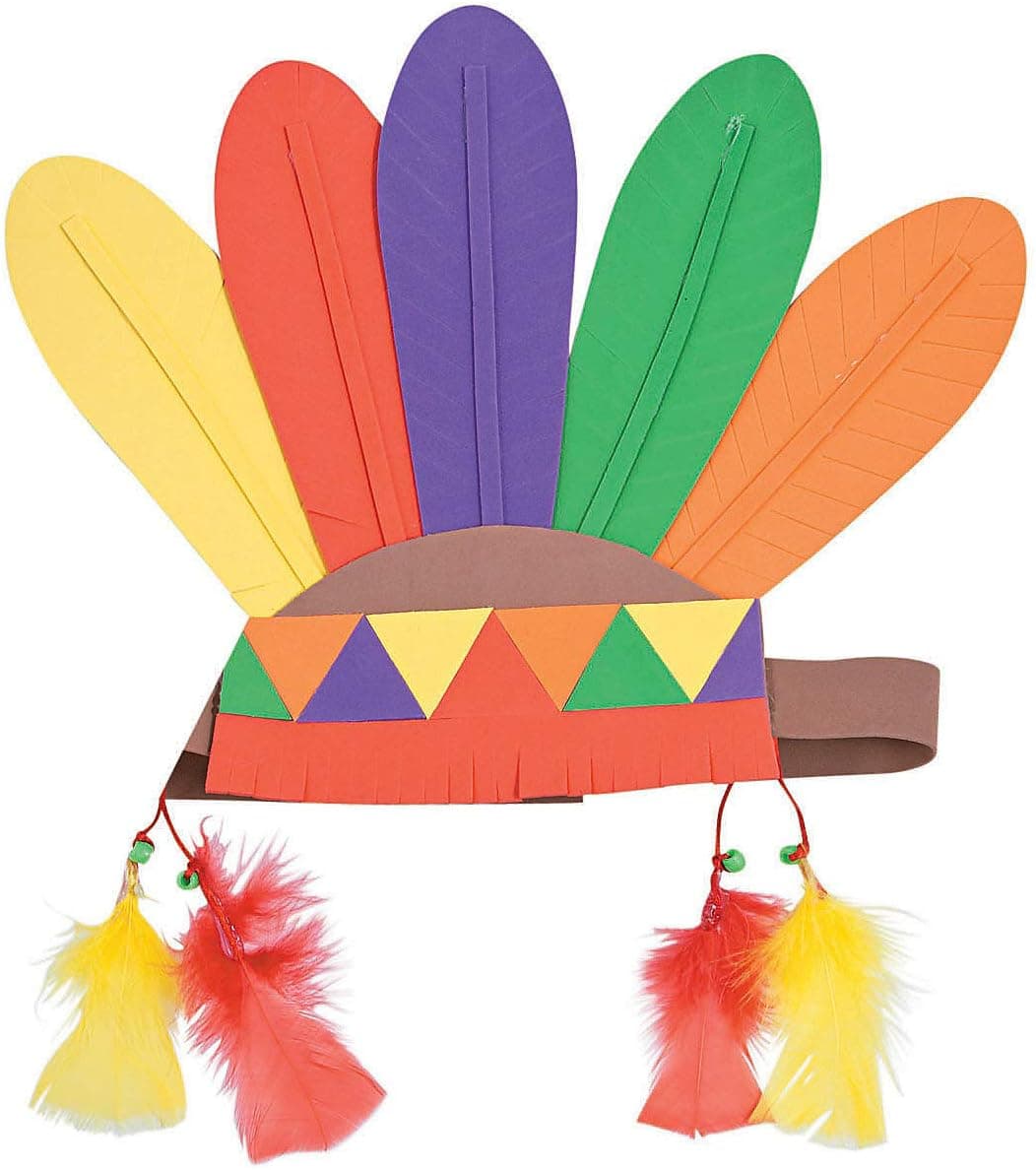 Fun Express Native American Headband Craft Kit - Makes 12 - Thanksgiving Crafts for Kids