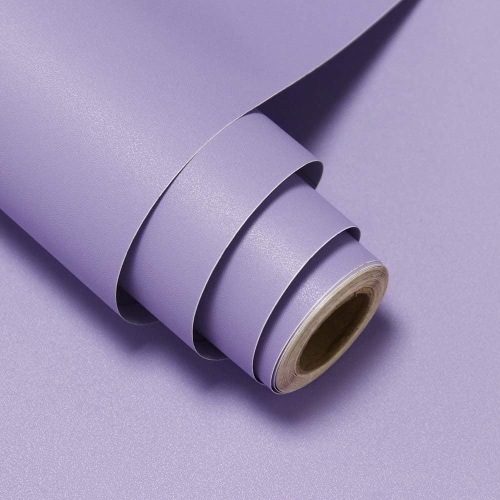 HeloHo 118"X15.7" Purple Wallpaper Solid Matte Textured Wallpaper Peel and Stick Modern Self Adhesive Removable Wallpaper Waterproof Contact Paper for Furniture Living Room Bedroom Decor