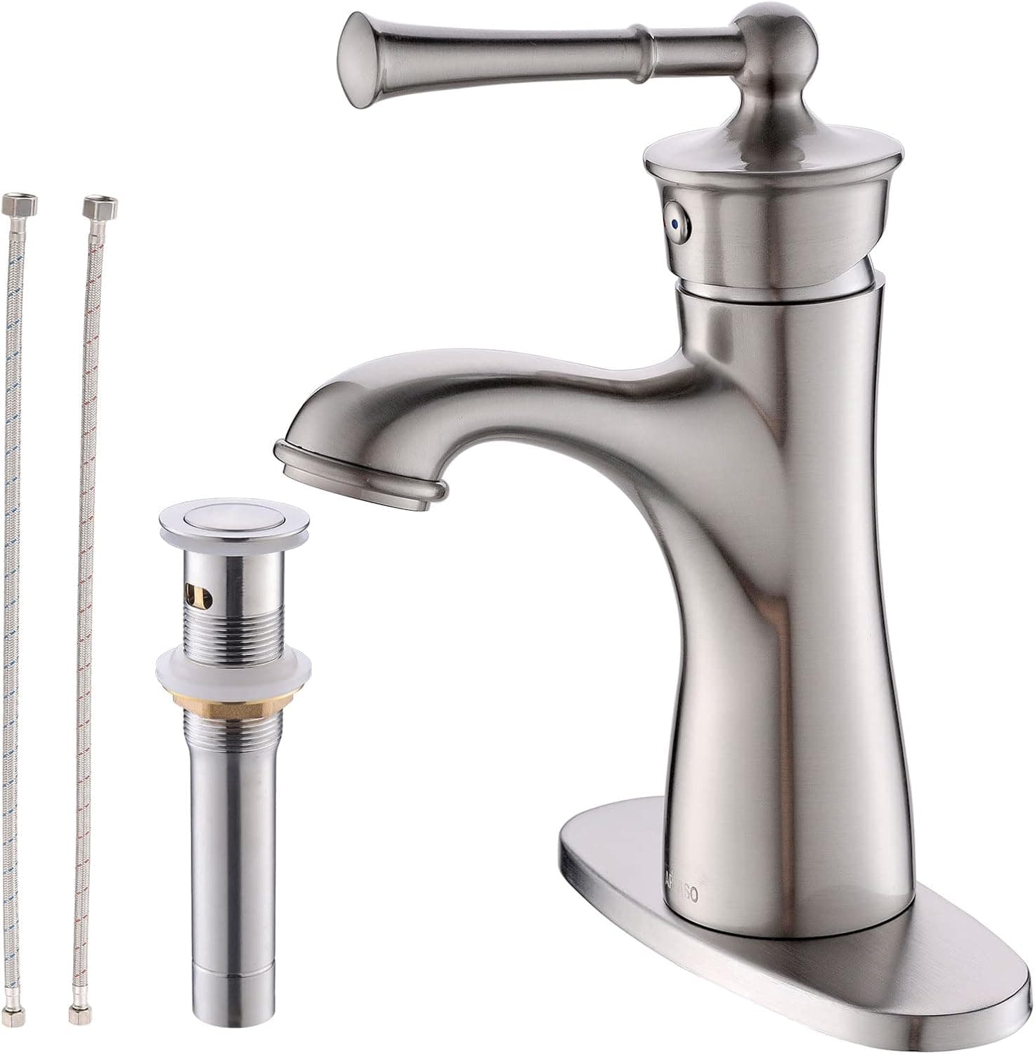 APPASO Bathroom Sink Faucet Single Handle, Single Hole Brushed Nickel Bathroom Faucet for Bathroom Sink, RV Bathroom Faucet Deck Mount Vanity Faucet with Aerator,APB167BN