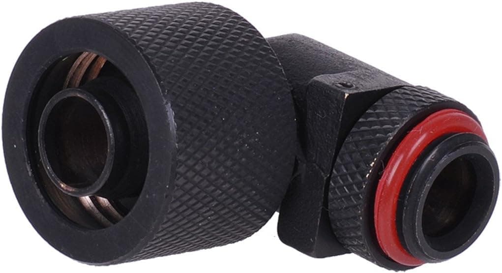 Aquatuning G1/4" to 10mm ID, 16mm OD Compression Fitting for Soft Tubing, 90° Rotary, Matte Black
