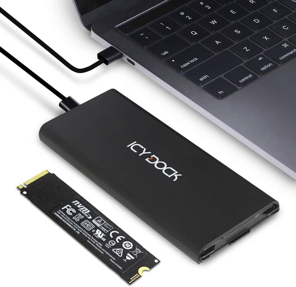 ICY DOCK M.2 NVMe to USB 3.2 Gen 2 (10Gbps) Thunderbolt 3 / 4 Compatible Enclosure Adapter Includes USB-C and USB 3.0 Cables (Supports M.2 NVMe SSDs 22110 2280 2260 2242) | ICYNano MB861U31-1M2B