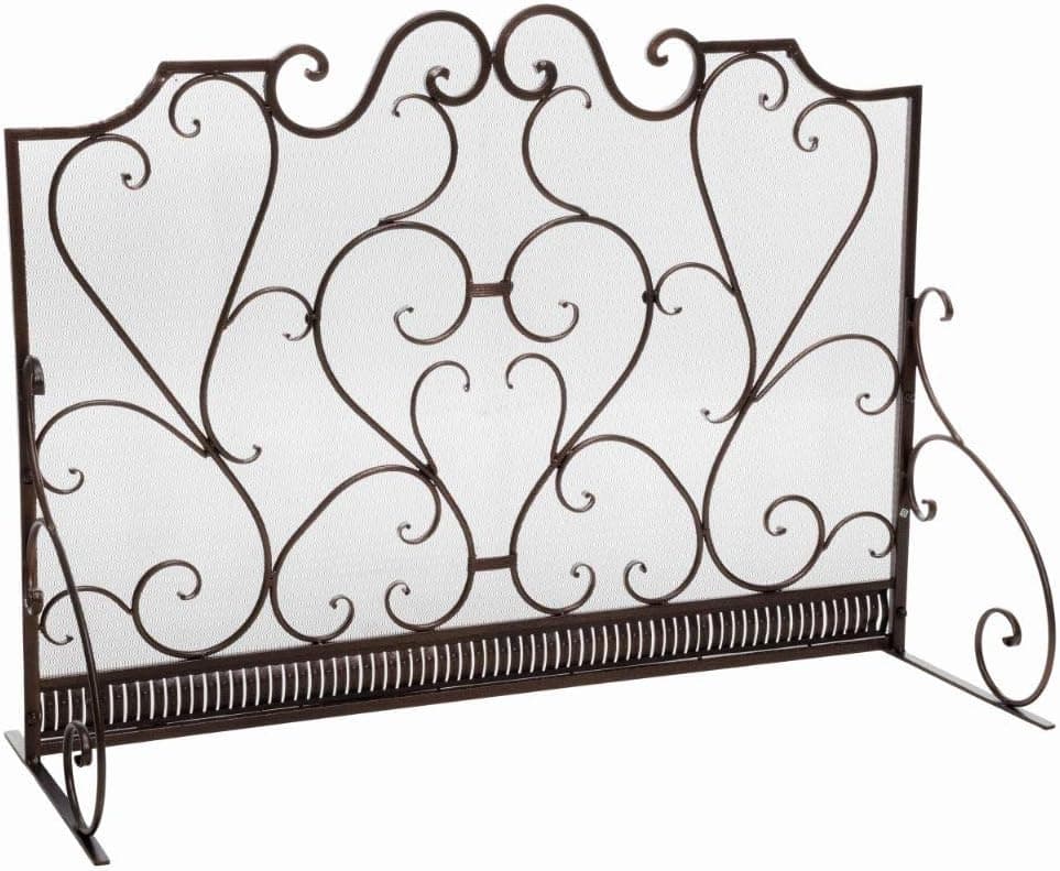 Christopher Knight Home Claridge Fireplace Screen, Gold Flower On Black