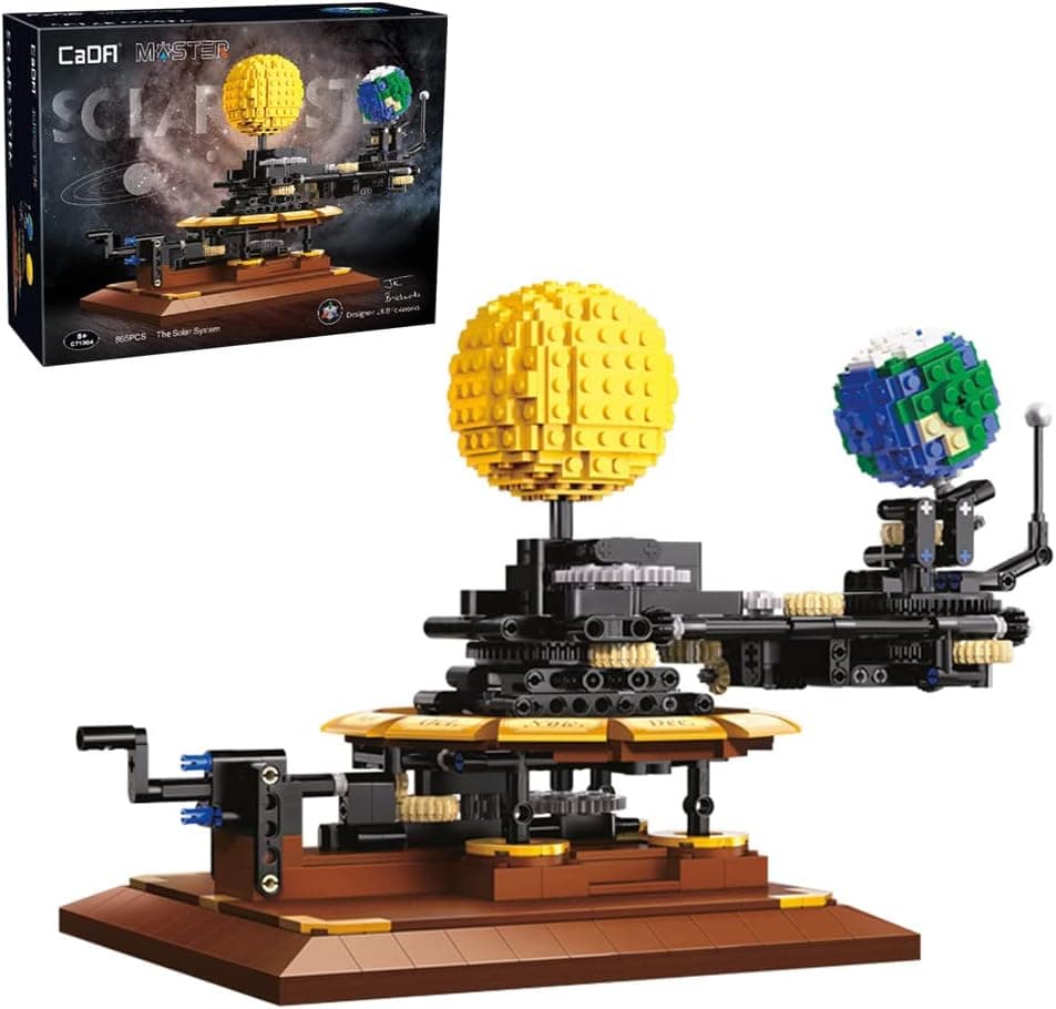 Number Solar System Building Kit,865/pcs MOC 4477 CADA Master C71004W Bricks for Kids and Adults,(Designer: JK Brickwords) Contains Moon Earth and Sun Orrery Model