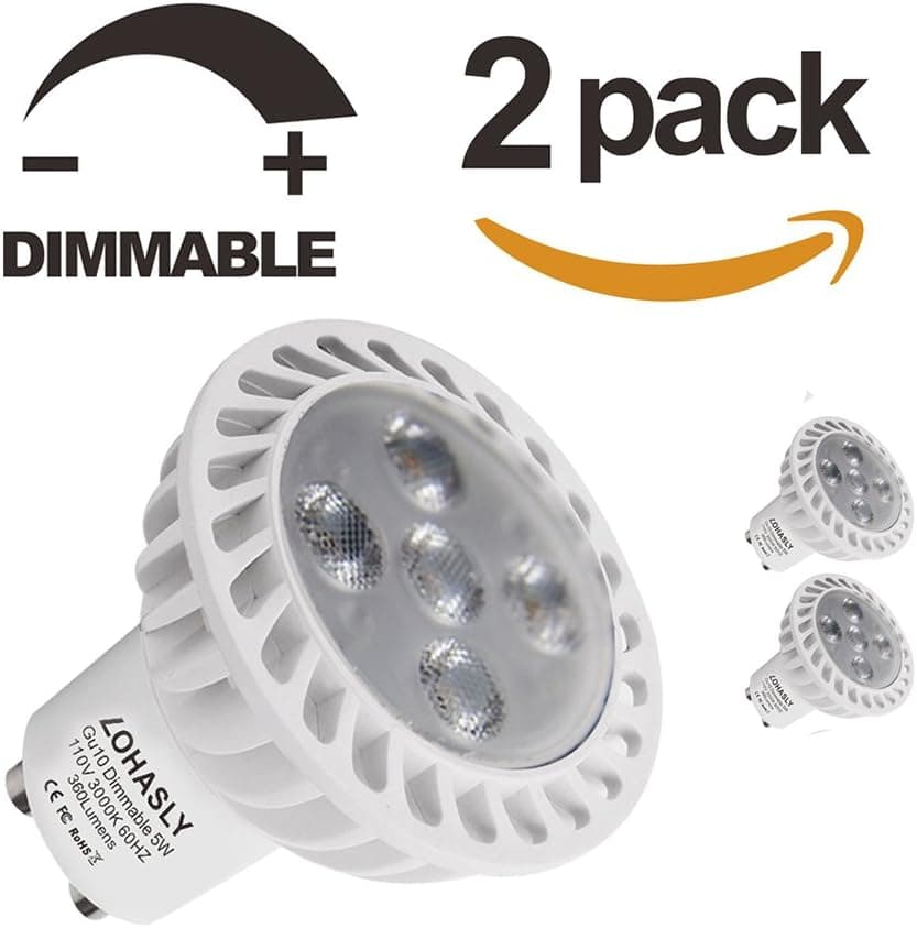 5W Dimmable Gu10 Soft White 3000K 110v LOHASLY LED Bulbs,50W Incandescent Equivalent Energy Saving, LED Spotlight Bulb,60 Beam Angle,Track Lighting(2 Pack)