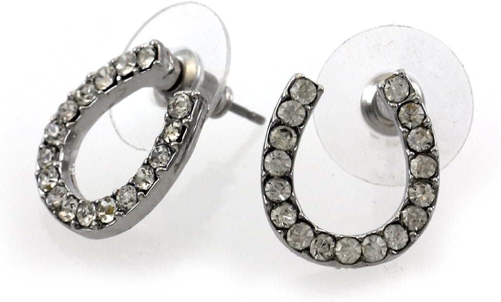 Clear Small Horse Shoe Horseshoe Stud Post Pierced Earrings