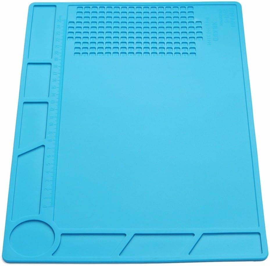 Heat Insulation Repair Mat, Anti Static Solder Repair Heat Insulation Silicone Mat Magnetic with Scale Ruler for Soldering Iron, Mobile Phone and Computer Repair, 13.4 x 9.1 Inches
