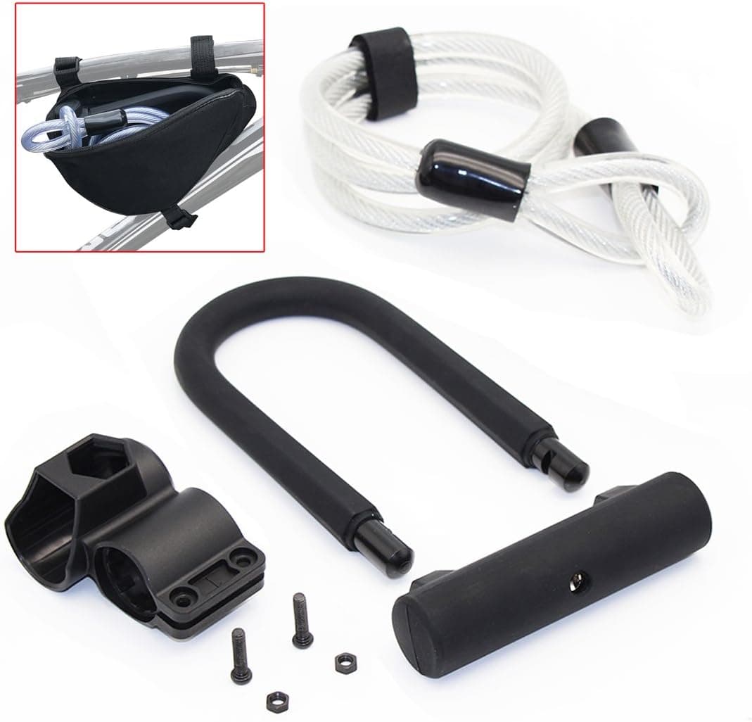 ABNER Universal Outdoor Mountain Road Bike U Lock motorcycle U Lock Cable Lock,Heavy Duty U Lock and Flex Cable Lock with Mounting Bracket