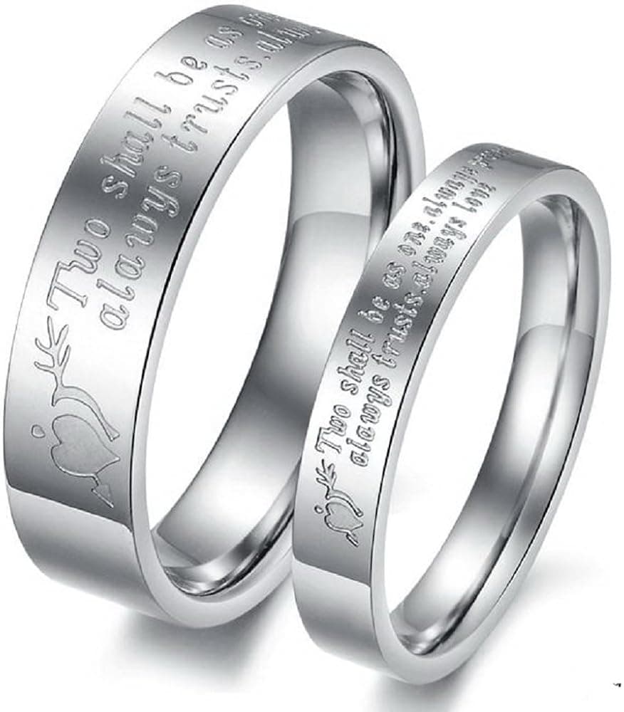 His or Hers Korean Style Titanium Couple Wedding Band Set Ring in a Gift Box (Size Selectable) -R328 (Hers, 8)