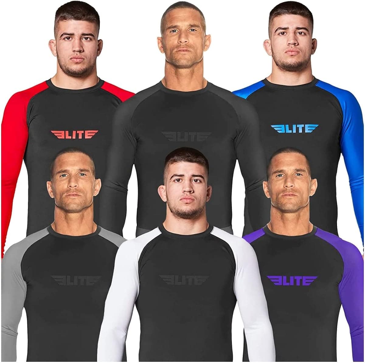Elite Sports Jiu Jitsu BJJ Rash Guard Men’s Bjj No GI MMA Ranked Full Sleeve Compression Rash Guards