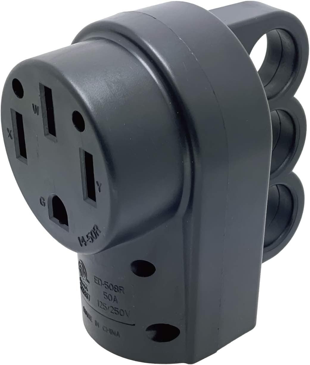 Sintron NEMA 14-50R Straight Blade Receptacle, Ergonomic Handle, DIY Rewirable, for RV Camper Travel Trailer, 125/250 Volt 50 Amp 3 Pole 4 Wire, ETL Listed, Heavy Duty Spec Industrial Grade.