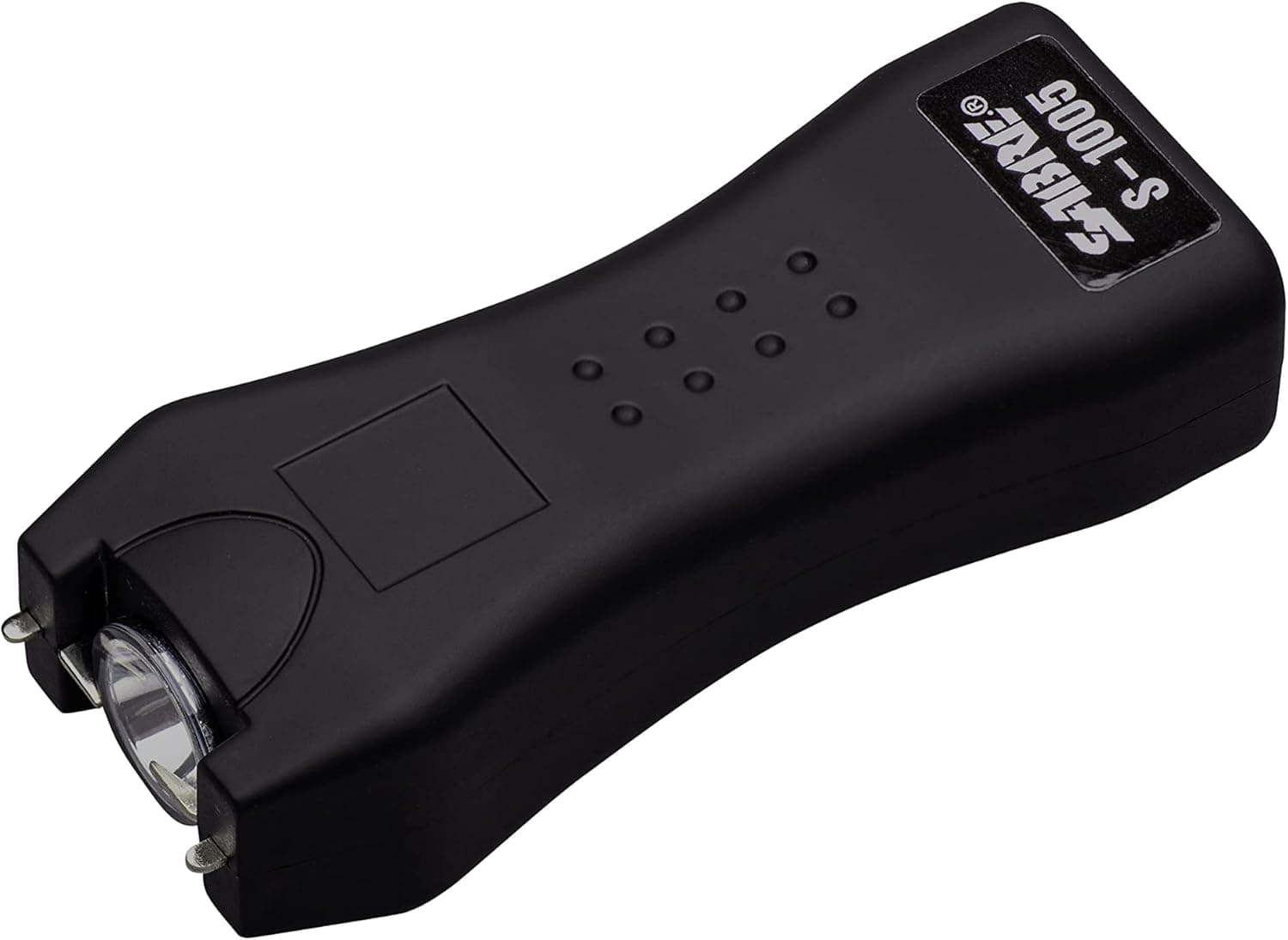 SABRE 2-in-1 Stun Gun and Flashlight and Belt Holster, Emits 1.60 Powerful Pain Inducing Microcoulombs (µC) Charge, 120 Lumen LED Flashlight, Rubberized Grip, Compact Design, Rechargeable