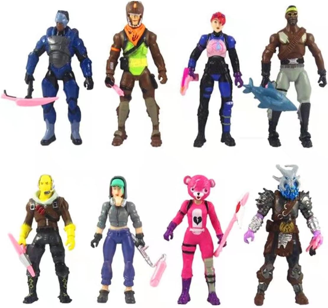 8Pcs Fortnight Video Game Cake Topper Boys Birthday Party Cake Decoration Battle Figure