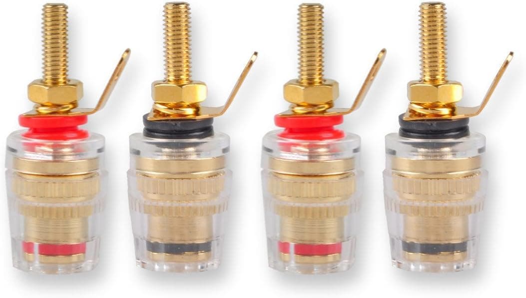 4mm Banana Plug, Conwork 4-Pack Pure Copper Binding Post for Amplifier Speaker Terminal Connector -Transparent Plastic Cover