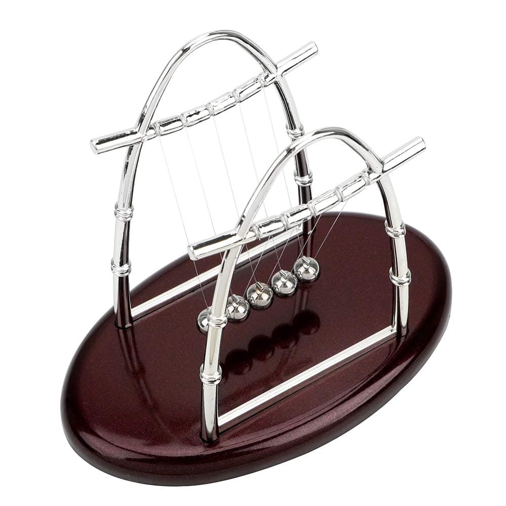 Minitimi Newtons Cradle Steel Balance Swinging Ball Physics Science Desk Toy Office Decoration Arched Red Base