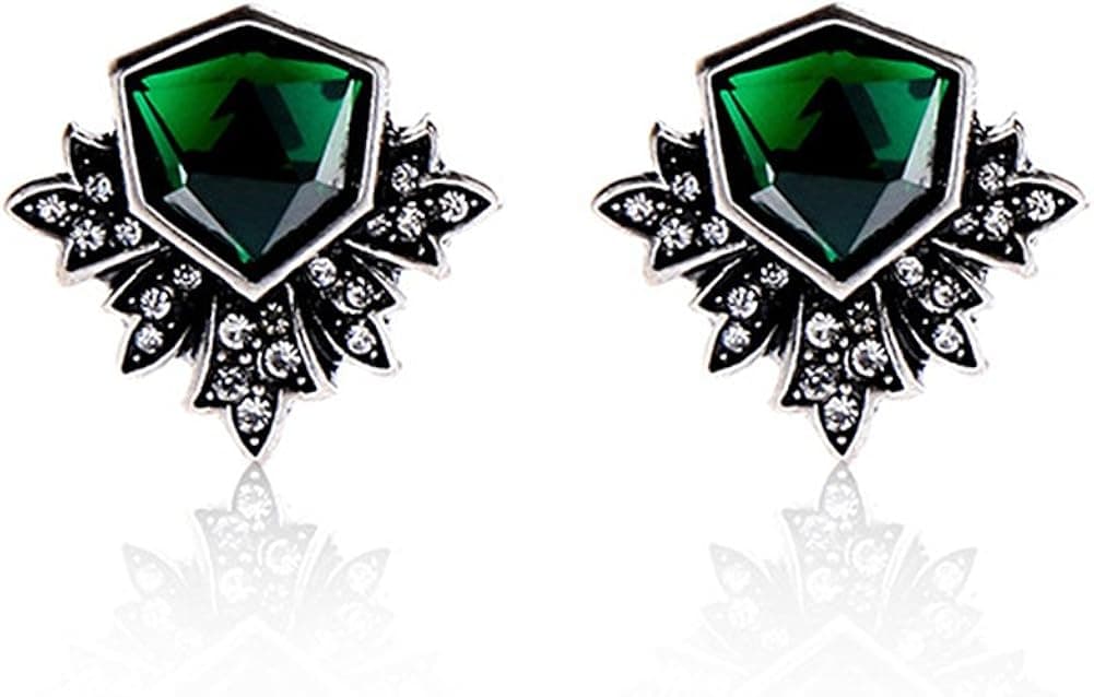 Zealmer Women Rhinestone Green Stud Earrings