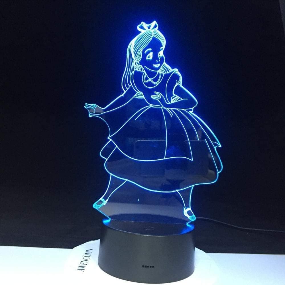 3D Illusion Lamp Led Night Light Princess Drawing Alice in Wonderland Decorative for Kidsdecoration for Children's Room Battery USB