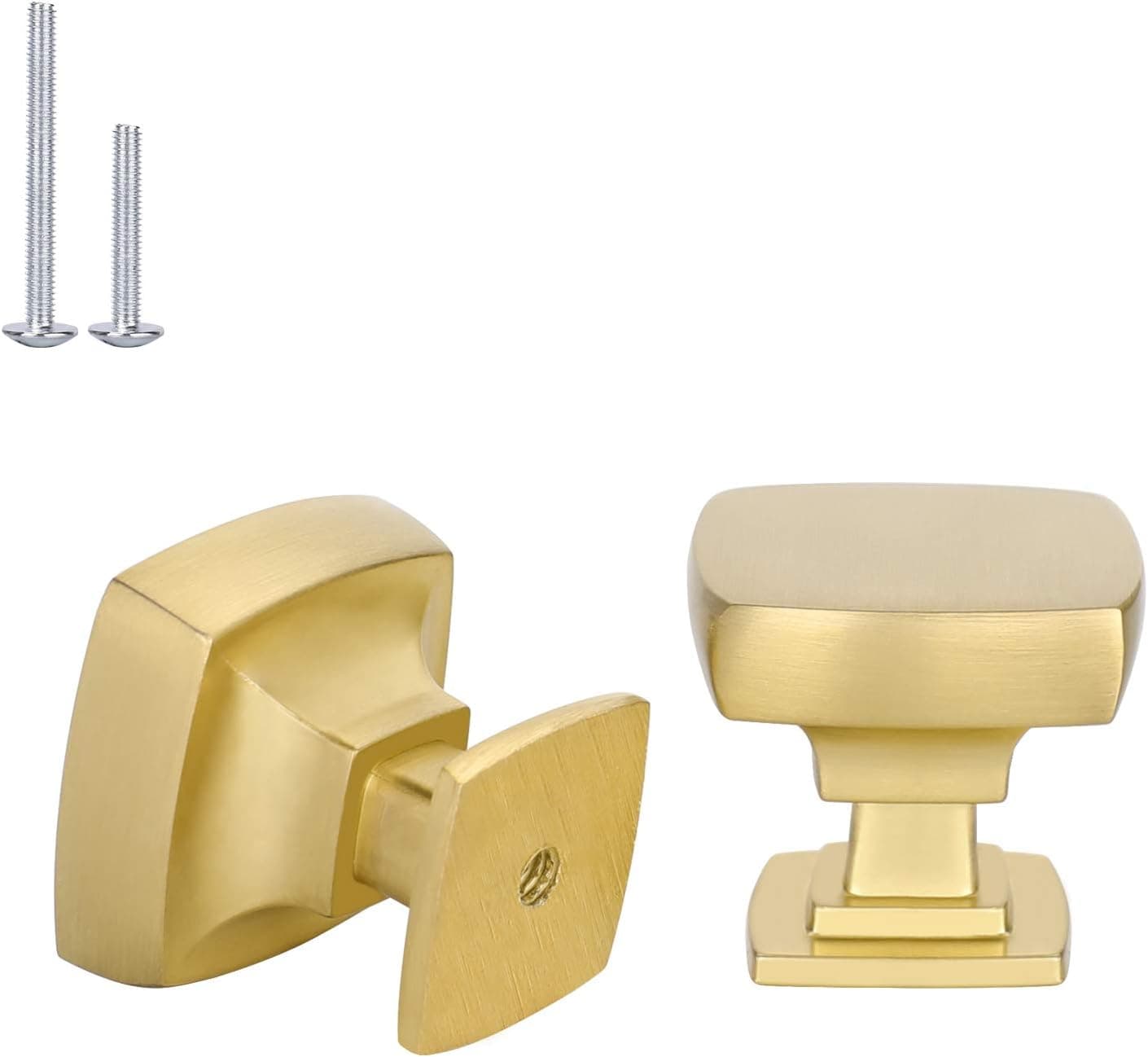 Haliwu 20 Pack/Gold Dresser Knobs, Gold Cabinet Knobs Brushed Gold Cabinet Knobs, Square Knobs Kitchen Hardware Knobs Zinc Alloy Drawer Knobs