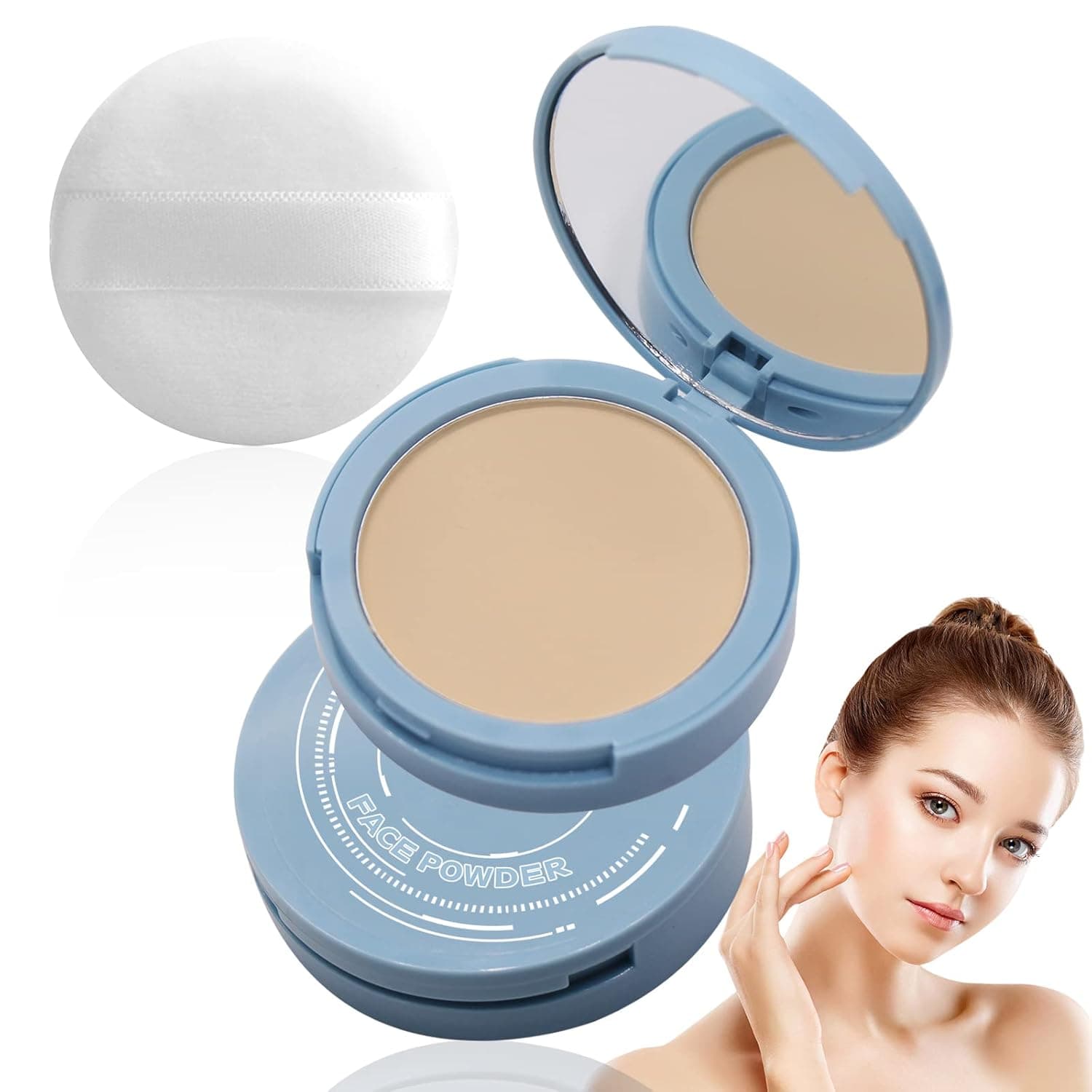 Oil Control Face Pressed Powder, Matte Smooth Setting Powder Makeup, Waterproof Long Lasting Finishing Powder, Long-lasting, Lightweight and silky non-removing setting powder (Natural beige)