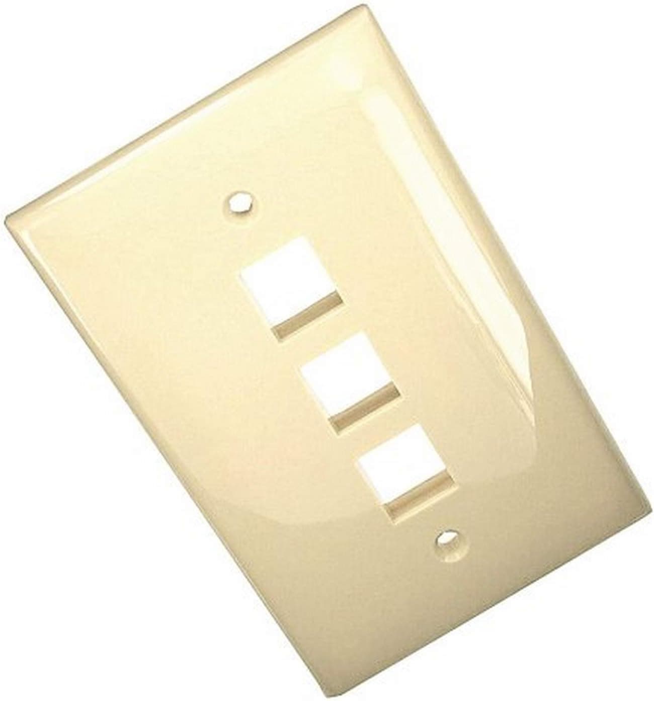Leviton 41091-3IN QuickPort Midsize Wallplate, Single Gang, 3-Port, Ivory