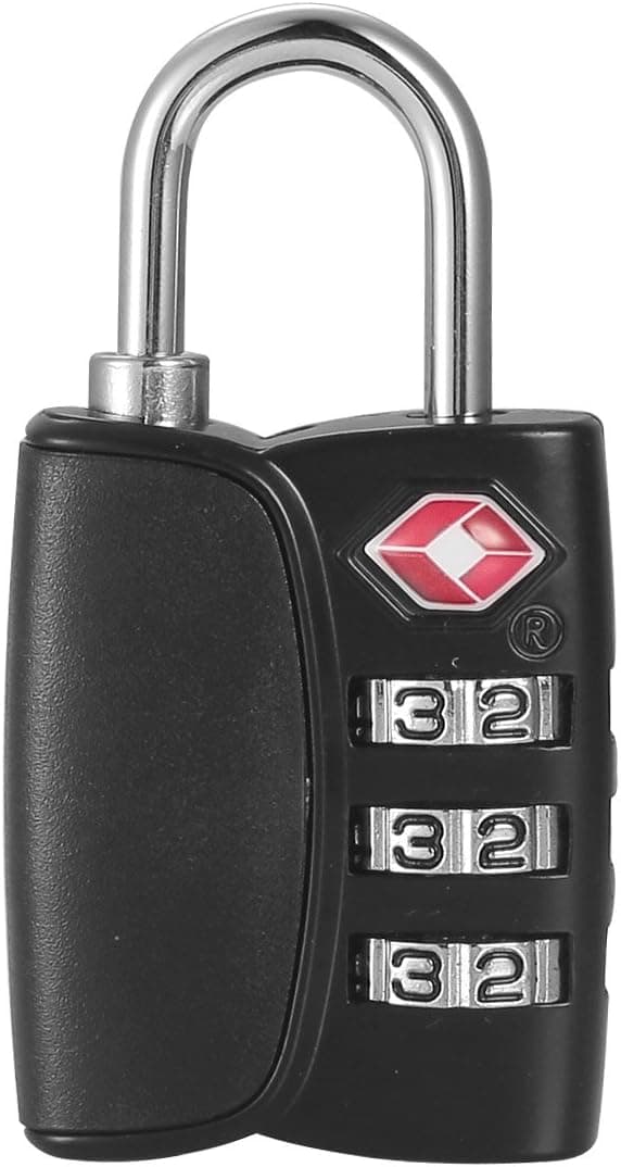 Bakuwe Black TSA Locks, Luggage Lock for Suitcase Travel Bag & Backpack with 3 Digit Number Combination Padlock for Best Security, Alloy Body with