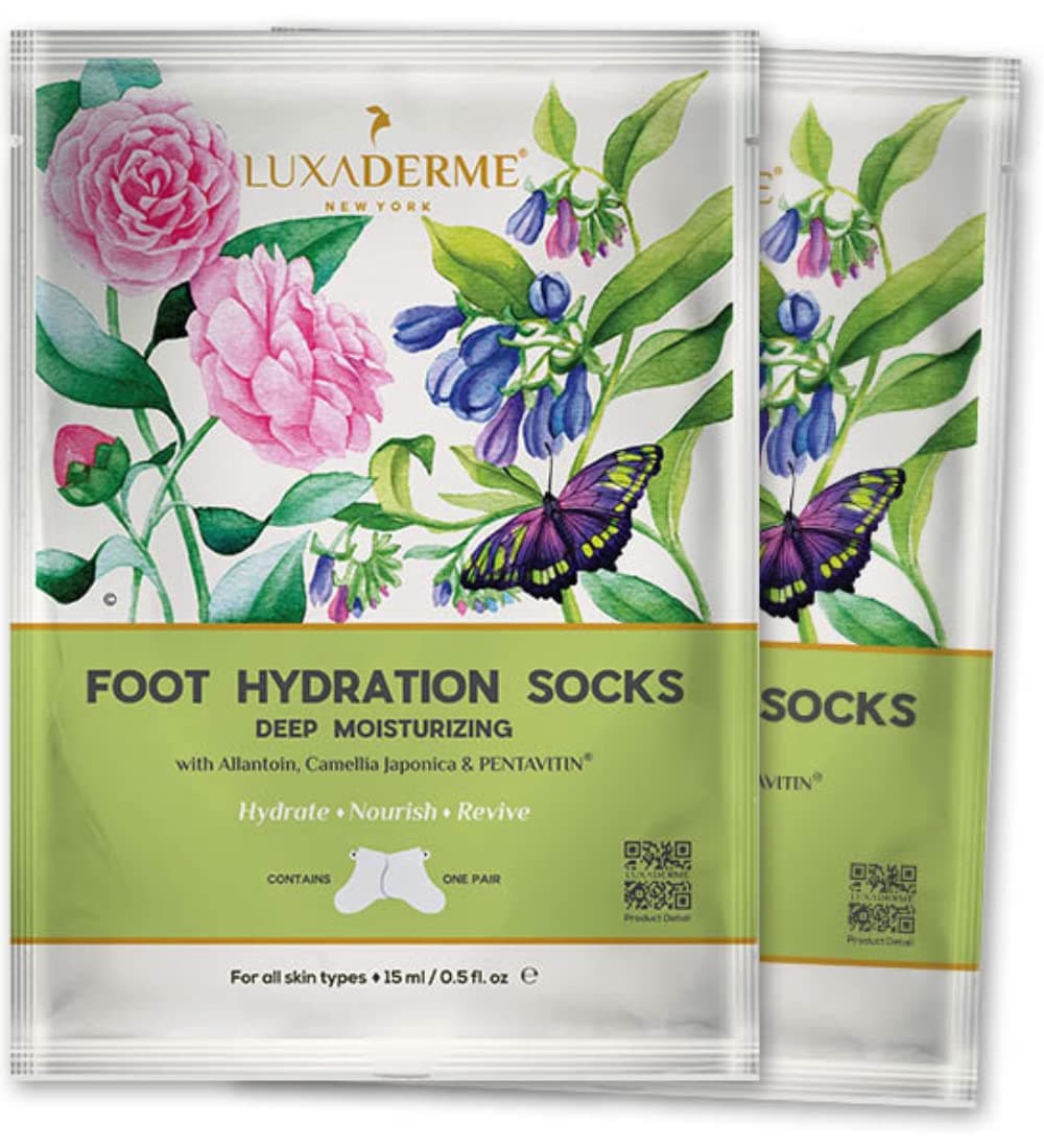 Luxaderme Moisturizing Socks - Foot Mask For Dry Cracked Feet- Aloe Socks For Women Moisturizing With Shea Butter, Aloe Vera & Thyme - Hydrating Feet Masks For Cracked Feet Treatment (Pack Of 2)