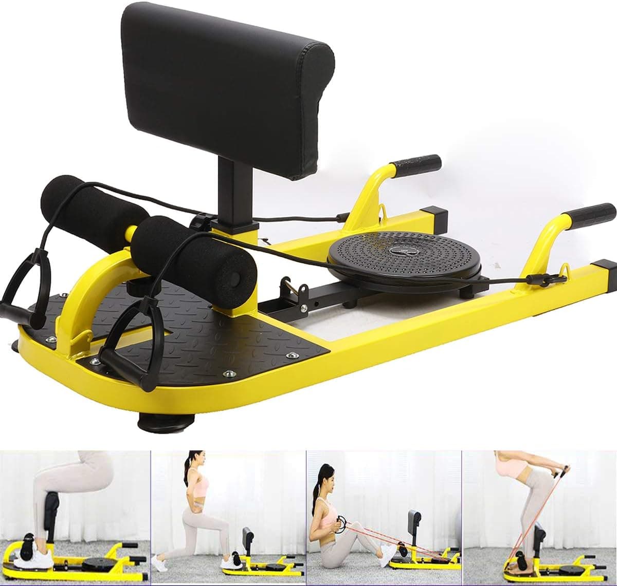 tonchean Deep Squat Machine 5 in 1 Multi-Function Sissy Squat Fitness Equipment Anti-Skid Pattern Workout Leg Training Push Up Sit Up Waist Twister for Home Gym