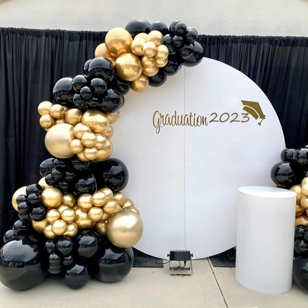Black and Gold Balloon Garland Arch Kit, Graduation Balloons for 2023 Graduation Decoration Graduation Party Supplies (148pcs)
