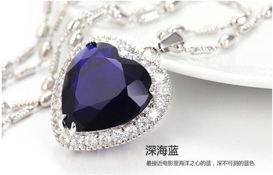 Heart of Ocean Rhinestone Faux Sapphire Sterling Silver Plated Pendant Necklace JA5187 (Only Pendant)